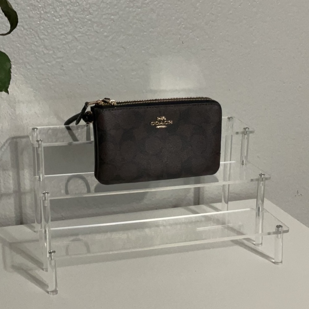 Coach Dark Brown Zip Wristlet